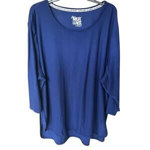 MUK LUKS Blue stretch Jersey knit pullover comfort fit top NWOT plus Sz 2XL XXL